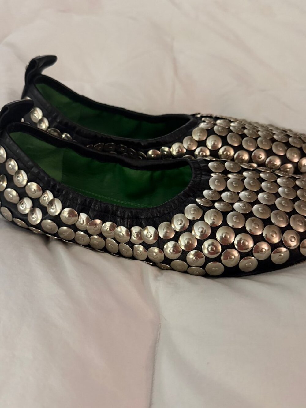 Tory Burch  Sz 7.5 Studded Ballet Black Nappa Leather - Picture 4 of 12
